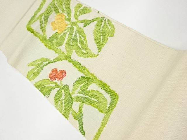 JAPANESE NAGOYA OBI / TSUMUGI / WOVEN FLOWER / (NON-TAILORED)